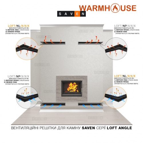 Вентиляційна решітка для каміна кутова ліва SAVEN Loft Angle 90*400*600 mm чорна Вентиляційна решітка для каміна кутова ліва SAVEN Loft Angle 90*400*600 mm чорна
