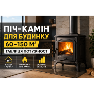 Піч-камін для будинку 60–150 м²: яку потужність вибрати