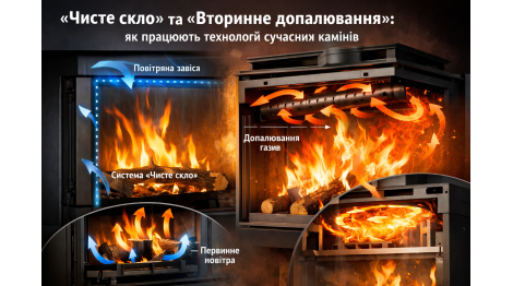 Система "Чисте скло" та "Вторинне допалювання": як працюють технології сучасних камінів