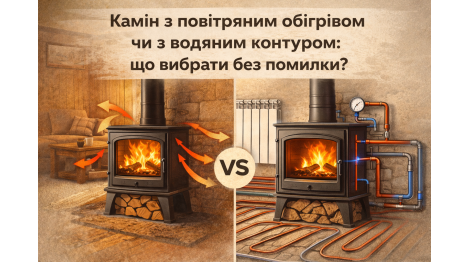 Камін з повітряним обігрівом чи з водяним контуром: що вибрати без помилки