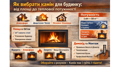 Як вибрати камін для будинку: від площі до теплової потужності