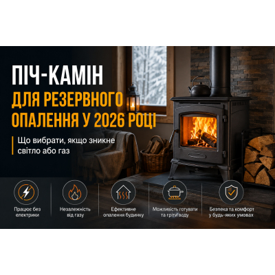 Піч-камін для резервного опалення у 2026 році