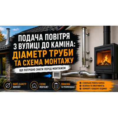 Подача повітря з вулиці до каміна: який діаметр труби вибрати та як її прокласти