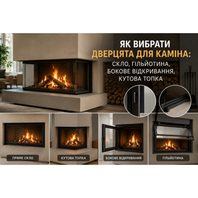 Как выбрать дверцу для камина: стекло, гильотина или боковое открывание