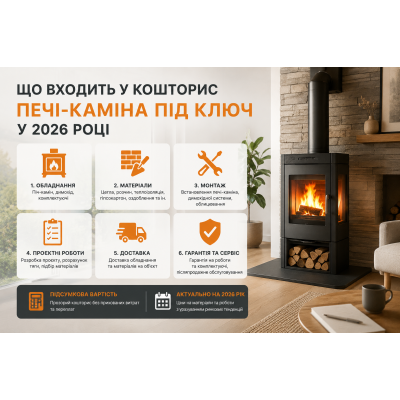 Що входить у кошторис печі-каміна під ключ у 2026 році