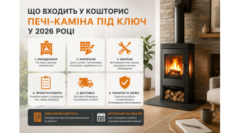 Що входить у кошторис печі-каміна під ключ у 2026 році