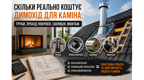 Скільки реально коштує димохід для каміна: труби, прохід покрівлі, ізоляція, монтаж