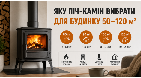 Яку піч-камін вибрати для будинку 50–120 м²
