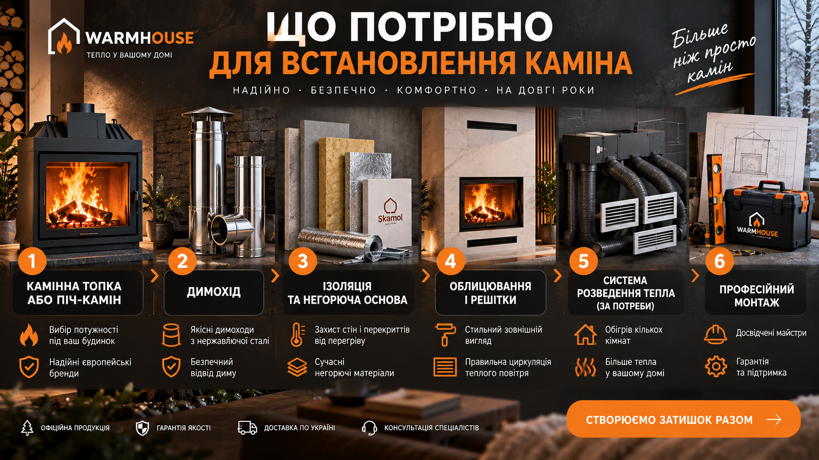 Що потрібно для встановлення каміна крім самої топки